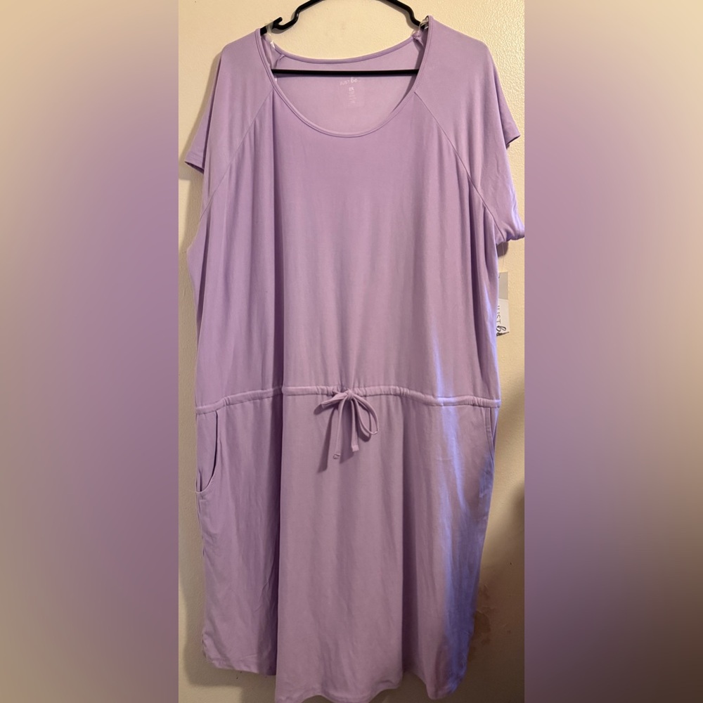 Lavender Casual Dress with Drawstring and Pockets Size 2X NWT